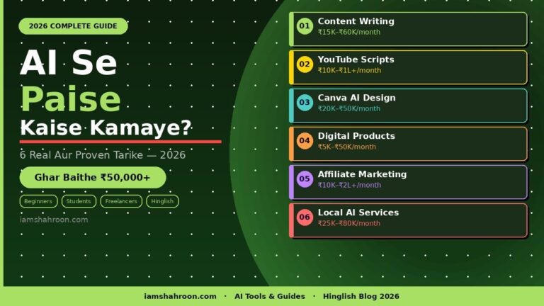 AI Se Paise Kaise Kamaye 2026 — 6 Real Proven Tarike iamshahroon.com