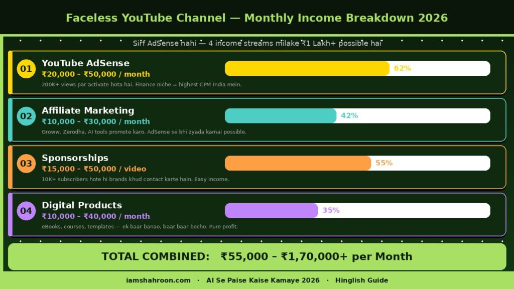 Faceless YouTube Channel Monthly Earning Breakdown 2026